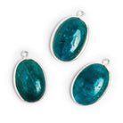 23x15mm Silver Bezeled Apatite Oval Pendant 1 Bead - The Bead Traders