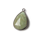 23x16mm Black Gold Bezeled Aquamarine faceted pear Focal Pendant 1 piece - The Bead Traders