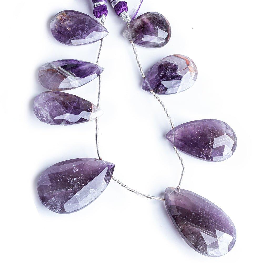 23x18mm-40x23mm Amethyst Faceted Heart Beads 9 inch 8 pieces - The Bead Traders