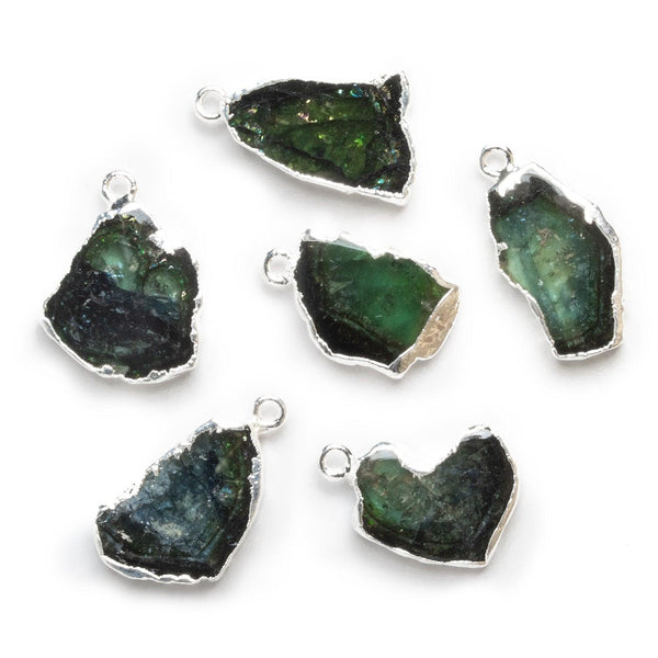 23x18mm Silver Leafed Tourmaline Slice Pendant 1 Bead