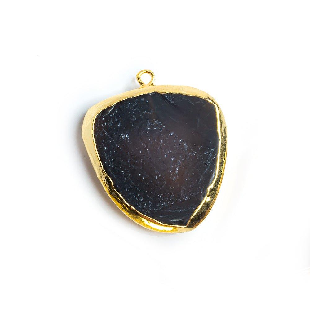 23x20mm-30x21mm Gold Leafed Black Agate Focal Pendant 1 piece - The Bead Traders