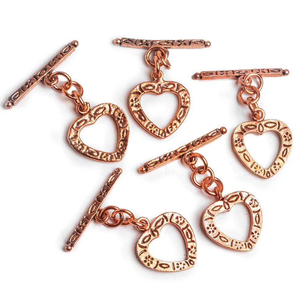 23x20mm Copper Heart Toggle Set of 5 pieces - The Bead Traders