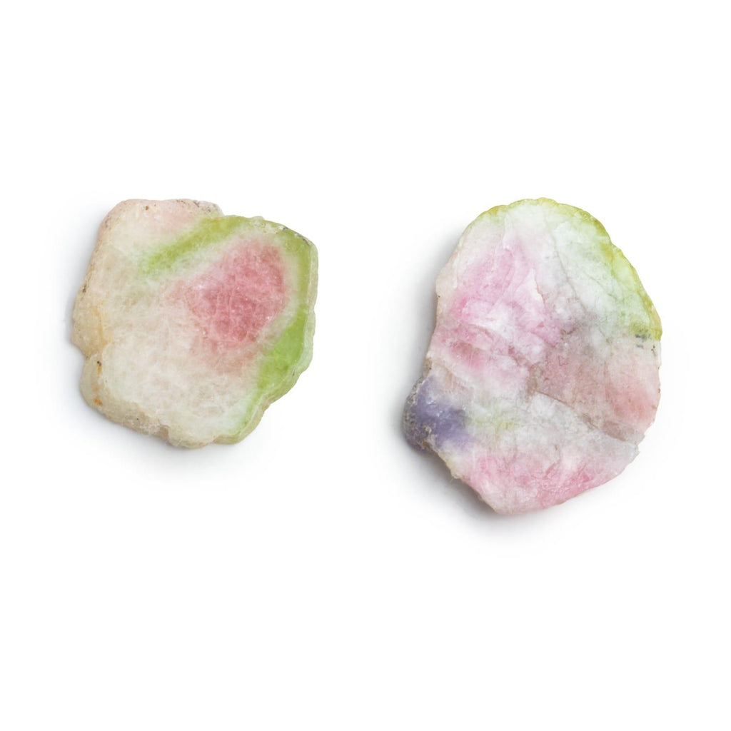 23x20mm Watermelon Tourmaline Slice Beads - Set of 2 - The Bead Traders