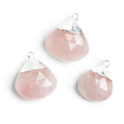 23x21mm Silver Leafed Rose Quartz Heart Pendant 1 Piece - The Bead Traders