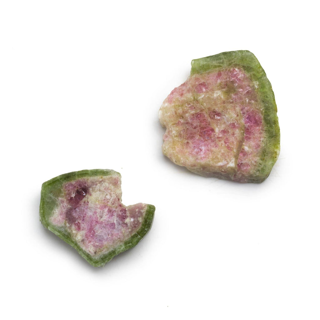 23x22mm Watermelon Tourmaline Slice Beads - Set of 2 - The Bead Traders