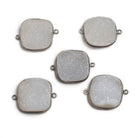 23x23mm Oxidized Silver Bezeled White Square Drusy Connector Focal 1 piece - The Bead Traders