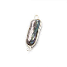 23x5mm-28x9.5mm Silver Bezel Peacock Biwa Freshwater Pearl Pendant 1 piece - The Bead Traders
