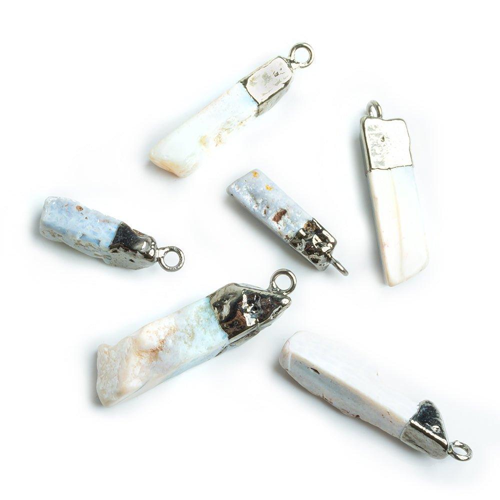 23x6mm-32x8mm Black Gold Leafed Australian Opal Natural Crystal Pendant 1 Piece - The Bead Traders