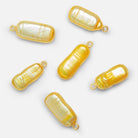 23x9mm Vermeil Bezeled Yellow Biwa Pearl Pendant 1 Bead - The Bead Traders