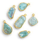 24x12mm Gold Leafed Larimar Slice Pendant 1 Bead - The Bead Traders