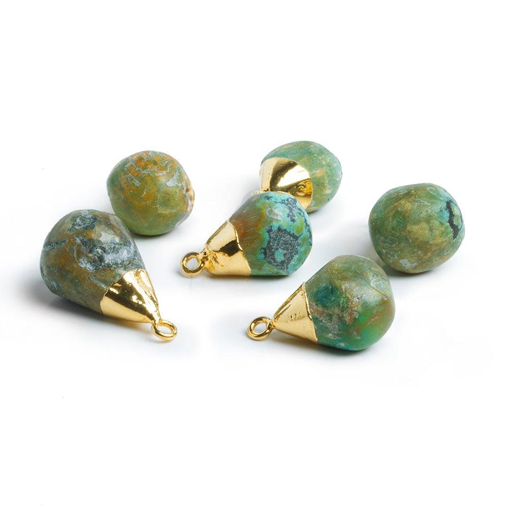 24x15mm Gold Leafed Chinese Turquoise Teardrop Pendant - The Bead Traders