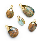 24x16mm Gold Leafed Blue Peruvian Opal Focals - Lot of 5 - The Bead Traders