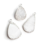 24x16mm Silver Leafed White Drusy Pear Pendant 1 Bead - The Bead Traders