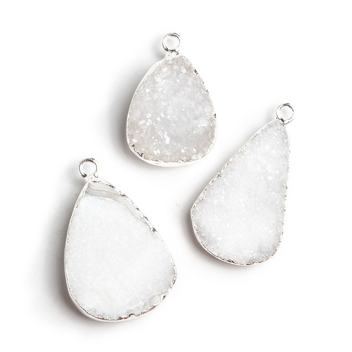 24x16mm Silver Leafed White Drusy Pear Pendant 1 Bead - The Bead Traders