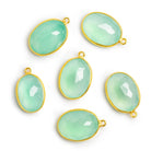 24x16mm Vermeil Bezeled Seafoam Blue Chalcedony Oval Pendant - The Bead Traders