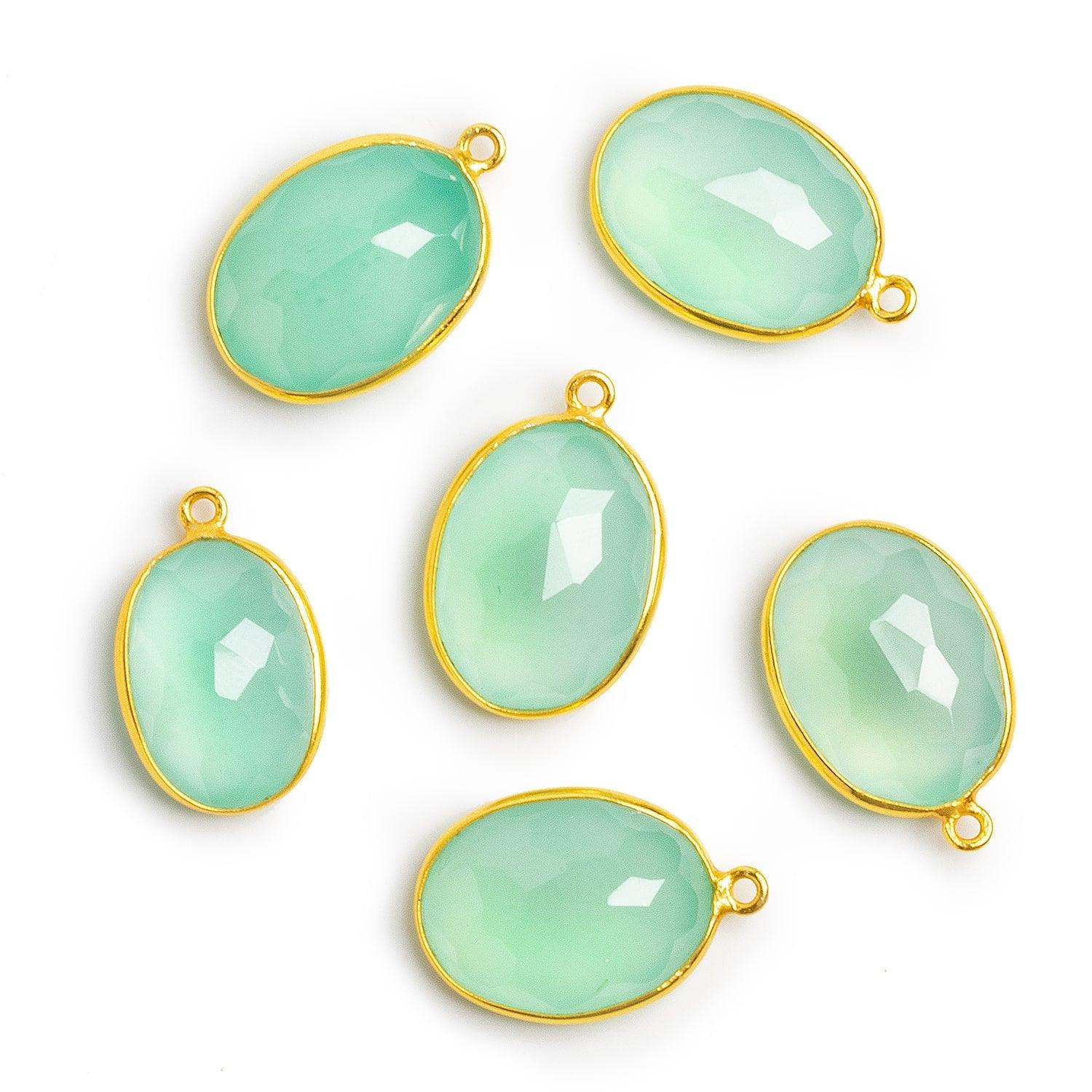 24x16mm Vermeil Bezeled Seafoam Blue Chalcedony Oval Pendant - The Bead Traders
