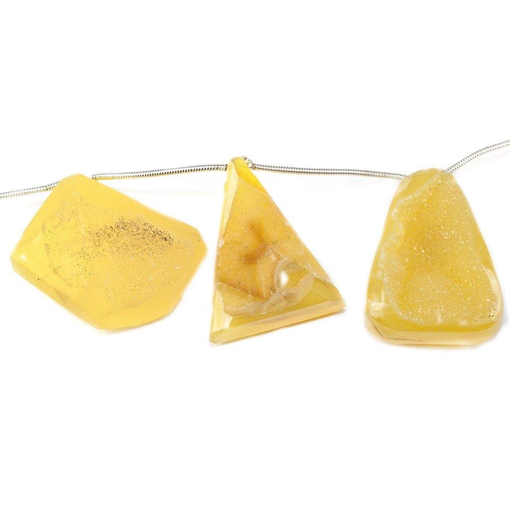 24x18-30x22mm Canary Yellow Agate Drusy Strand 11 pieces - The Bead Traders