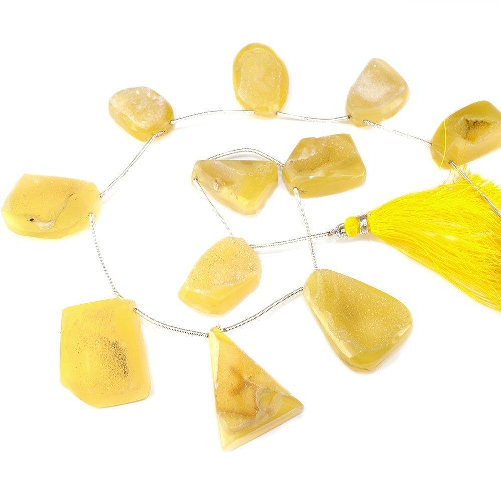 24x18-30x22mm Canary Yellow Agate Drusy Strand 11 pieces - The Bead Traders