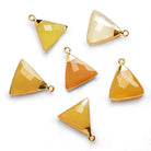 24x21mm Gold Leafed Yellow Chalcedony Triangle Pendant 1 Piece - The Bead Traders