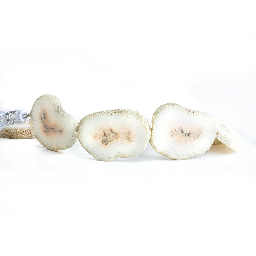 24x22-30x25mm Salmon and White Solar Quartz straight drilled Slice Beads 8.5 inch 9 pieces - The Bead Traders