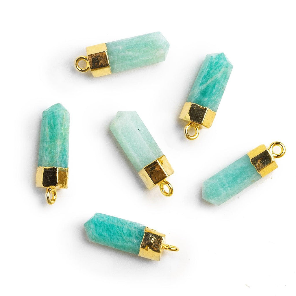 24x7mm Gold Leafed Amazonite Point Pendant 1 Bead - The Bead Traders