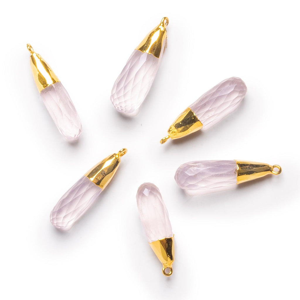 24x7mm Gold Leafed Rose Quartz Faceted Teardrop 1 Bead - The Bead Traders