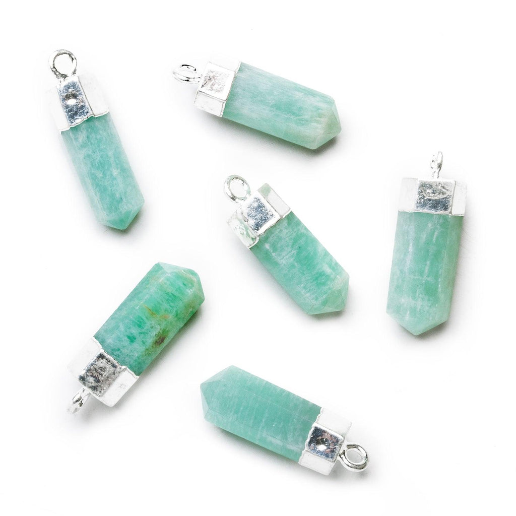 24x7mm Silver Leafed Amazonite Point Pendant 1 Bead - The Bead Traders