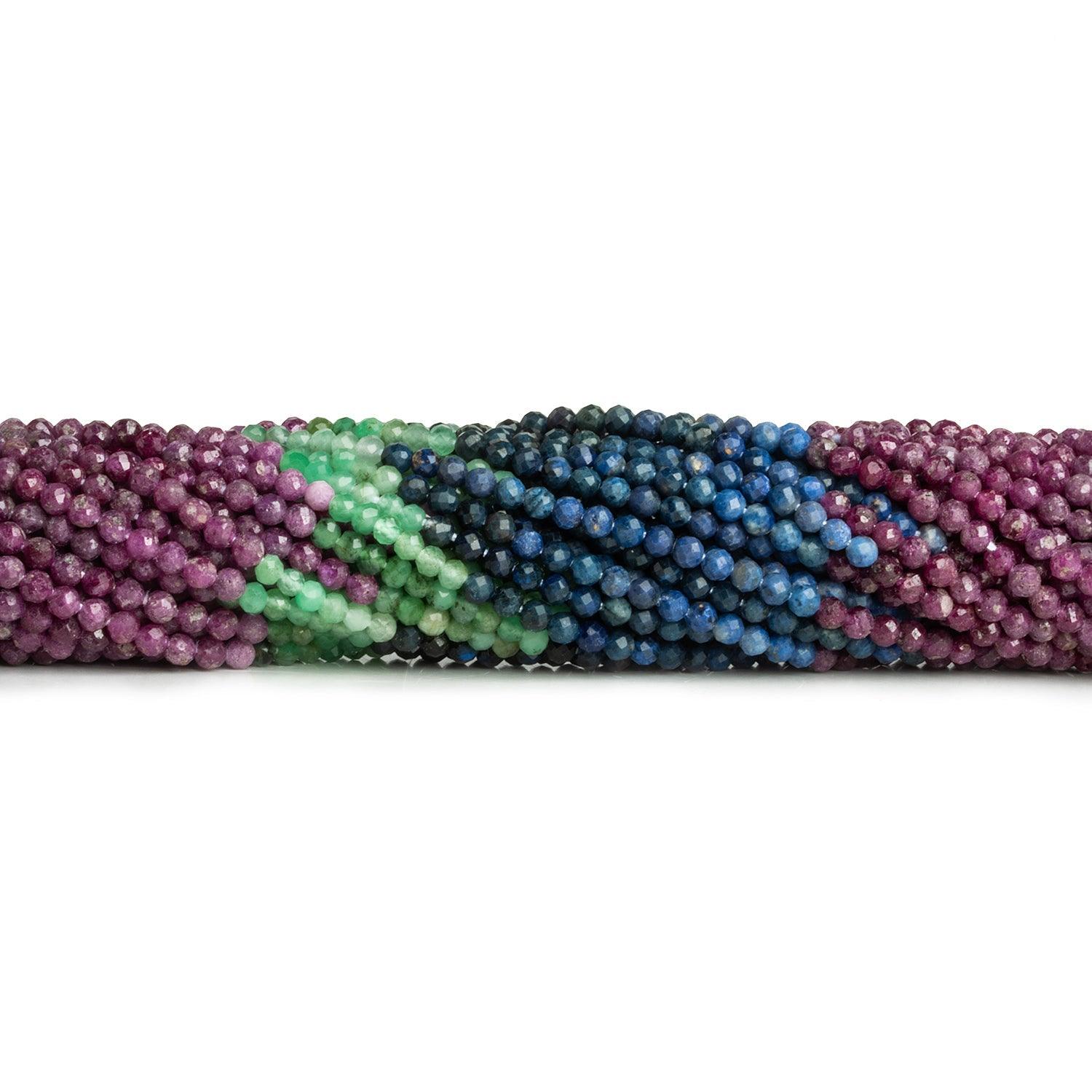 2.5-2.8mm Multi Precious Stone Microfaceted Rounds 12 inch 125 beads - The Bead Traders