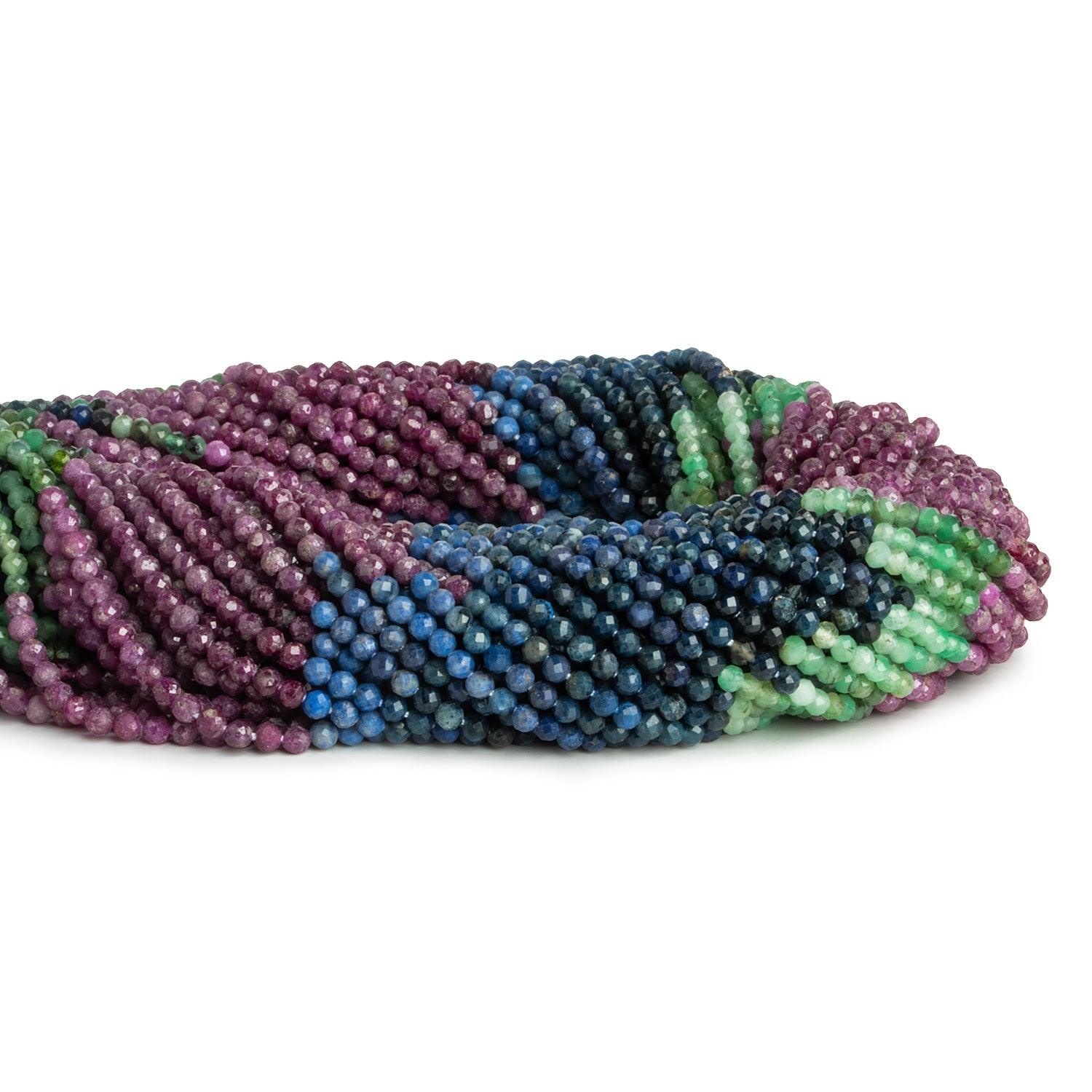 2.5-2.8mm Multi Precious Stone Microfaceted Rounds 12 inch 125 beads - The Bead Traders