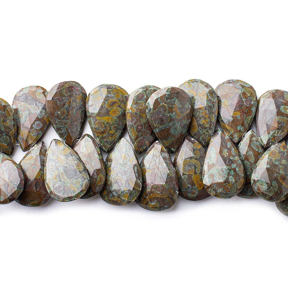 25-30mm Mosaic Jasper Faceted Pears 7 inch 28 beads - The Bead Traders