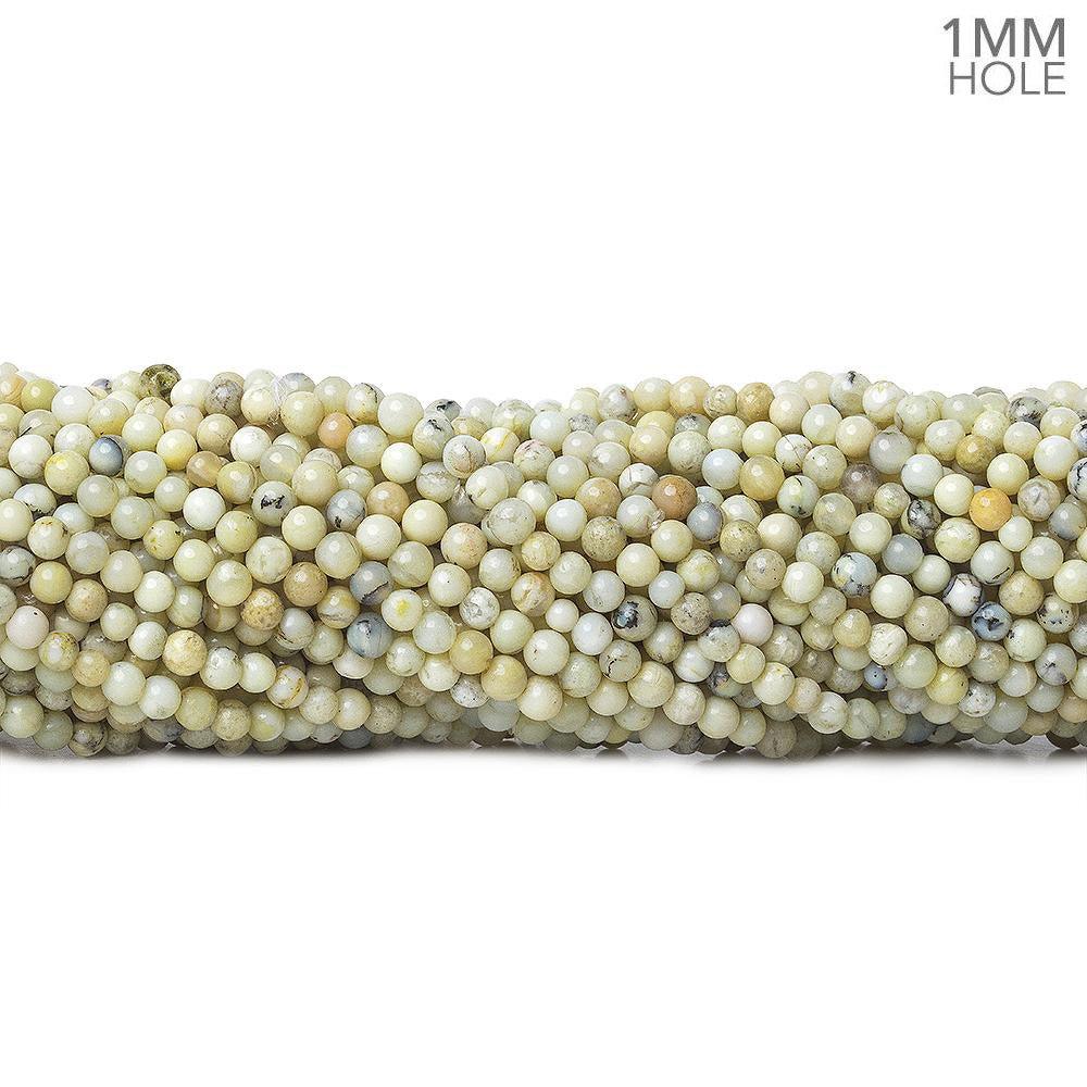 2.5-3.5mm White & Beige Dendritic Opal plain round beads 15 inch 123 pieces - The Bead Traders