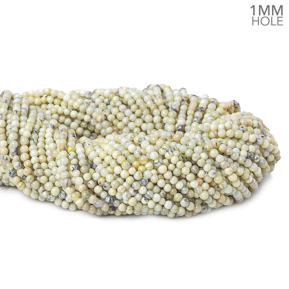 2.5-3.5mm White & Beige Dendritic Opal plain round beads 15 inch 123 pieces - The Bead Traders