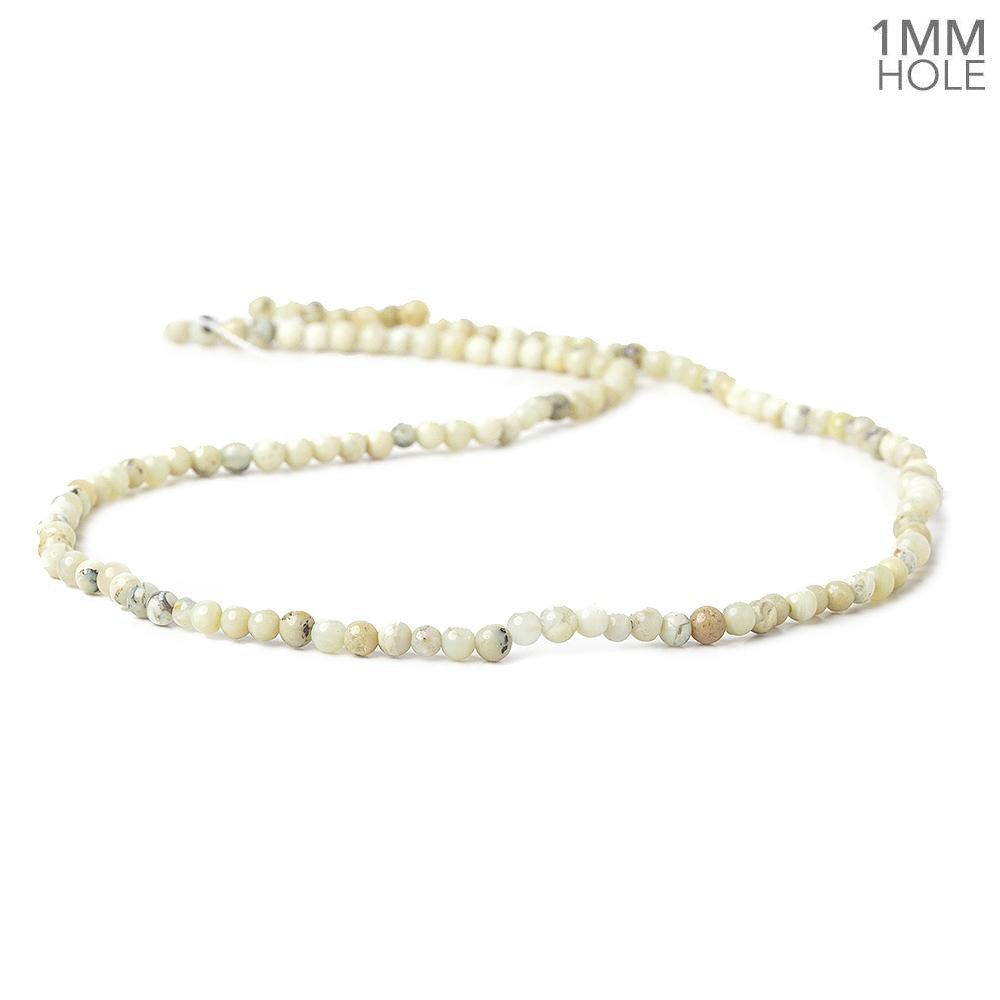 2.5-3.5mm White & Beige Dendritic Opal plain round beads 15 inch 123 pieces - The Bead Traders