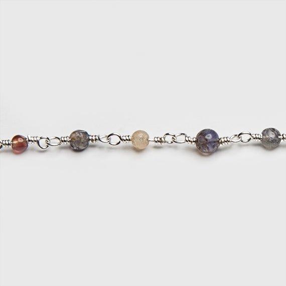2.5-3mm MultiGem plain round Silver Rosary Chain by the foot - The Bead Traders