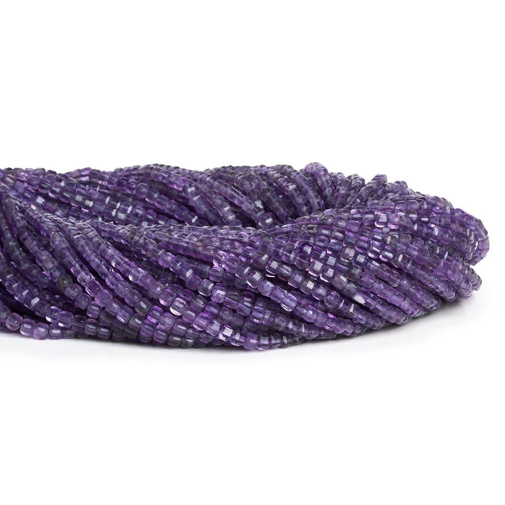 2.5mm Amethyst micro faceted cubes 12 inch 120 beads - The Bead Traders