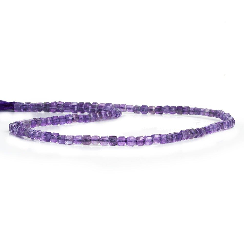 2.5mm Amethyst micro faceted cubes 12 inch 120 beads - The Bead Traders