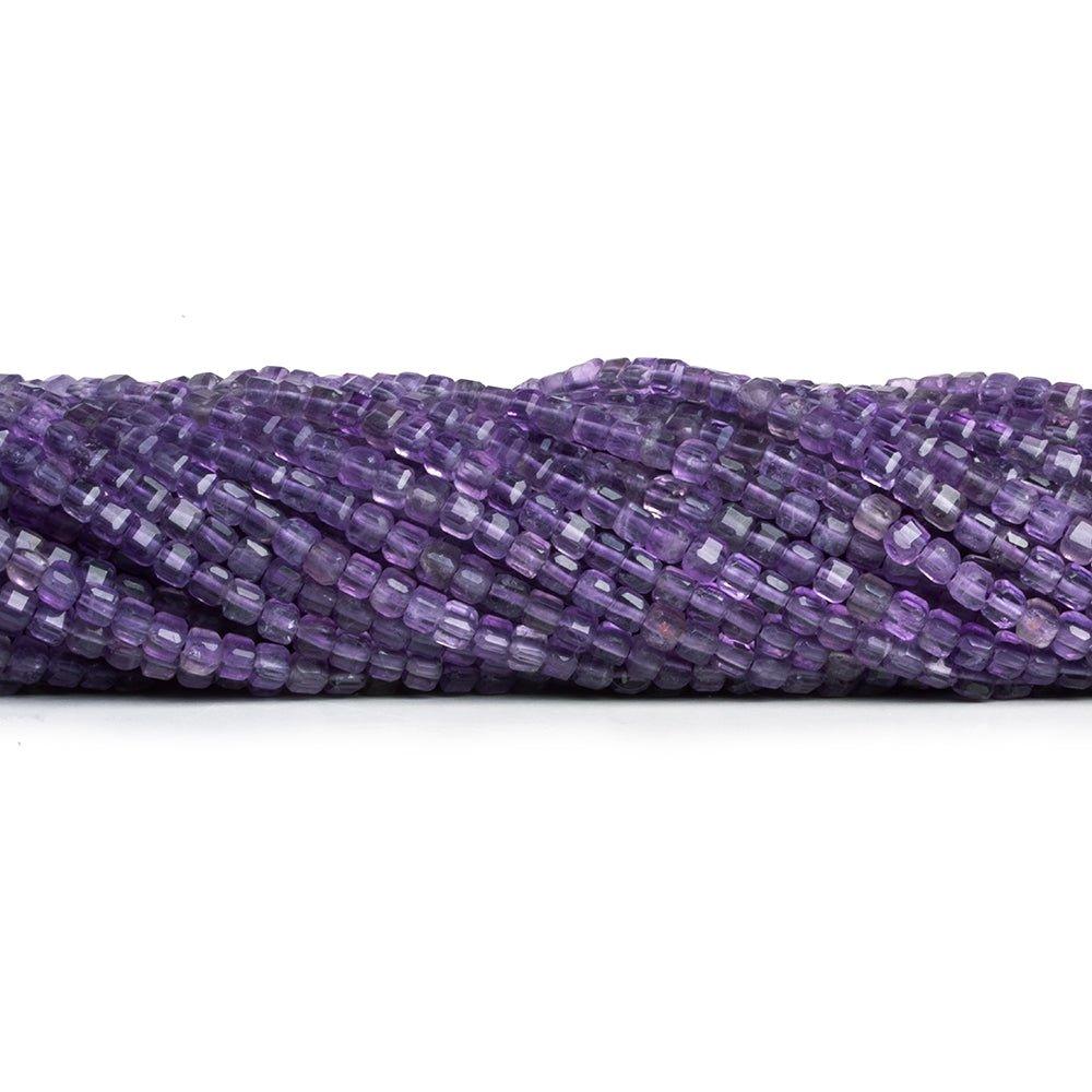 2.5mm Amethyst micro faceted cubes 12 inch 120 beads - The Bead Traders