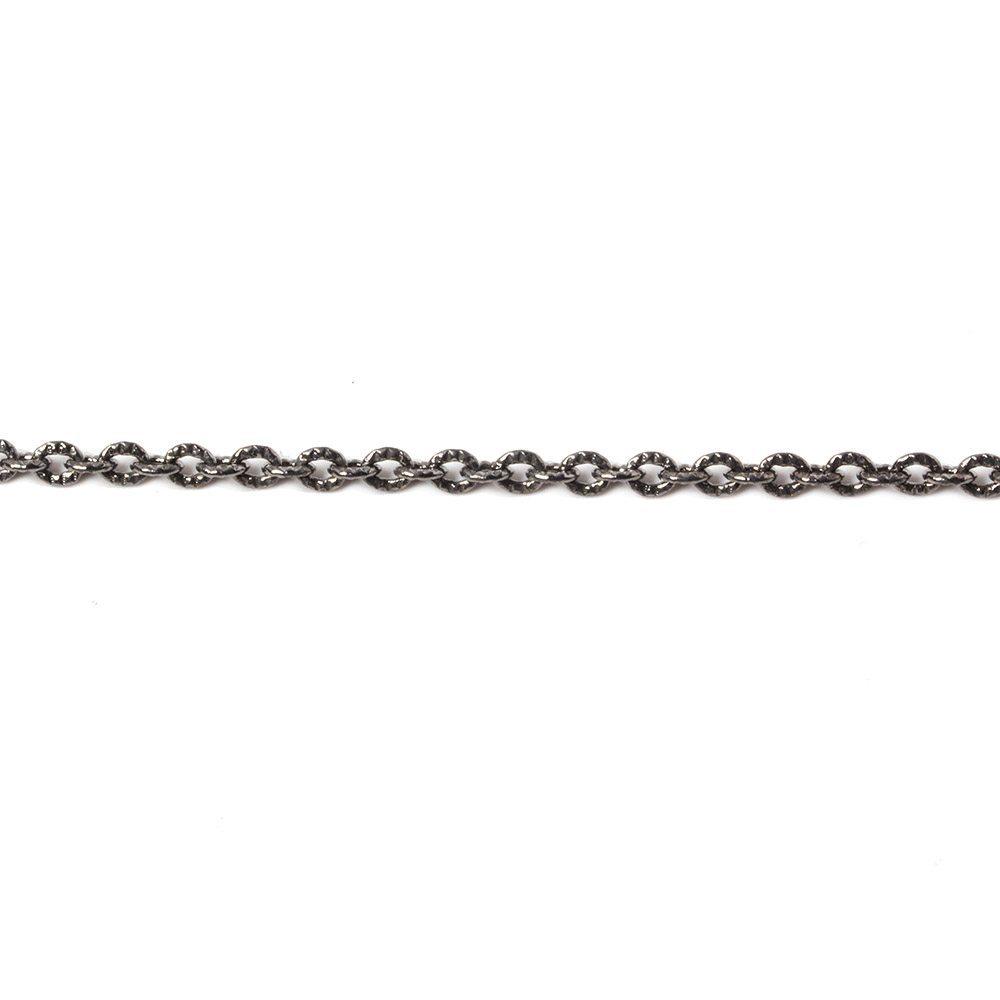 2.5mm Black Gold plated Small Corrugated Oval Link Chain by the Foot - The Bead Traders