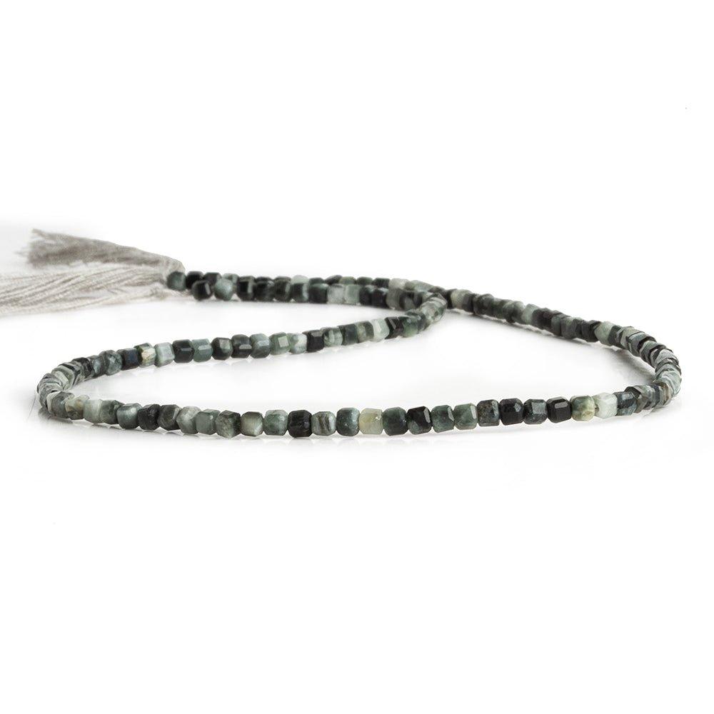 2.5mm Black Tiger's Eye Microfaceted Cubes 12 inch 125 pieces - The Bead Traders