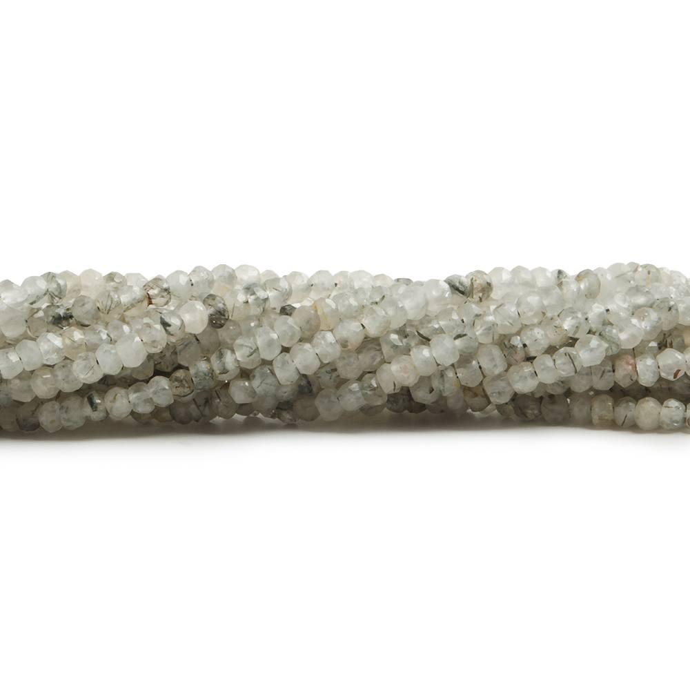 2.5mm Black Tourmalinated Quartz faceted rondelle beads 14 inch 179 pieces - The Bead Traders