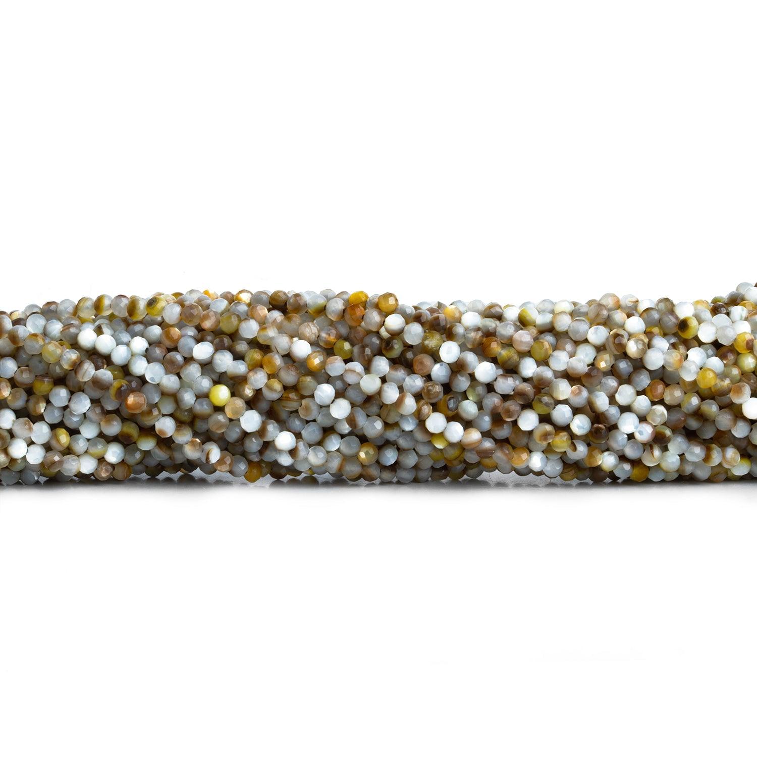 2.5mm Brown Shell Microfaceted Rounds 12 inch 130 beads - The Bead Traders