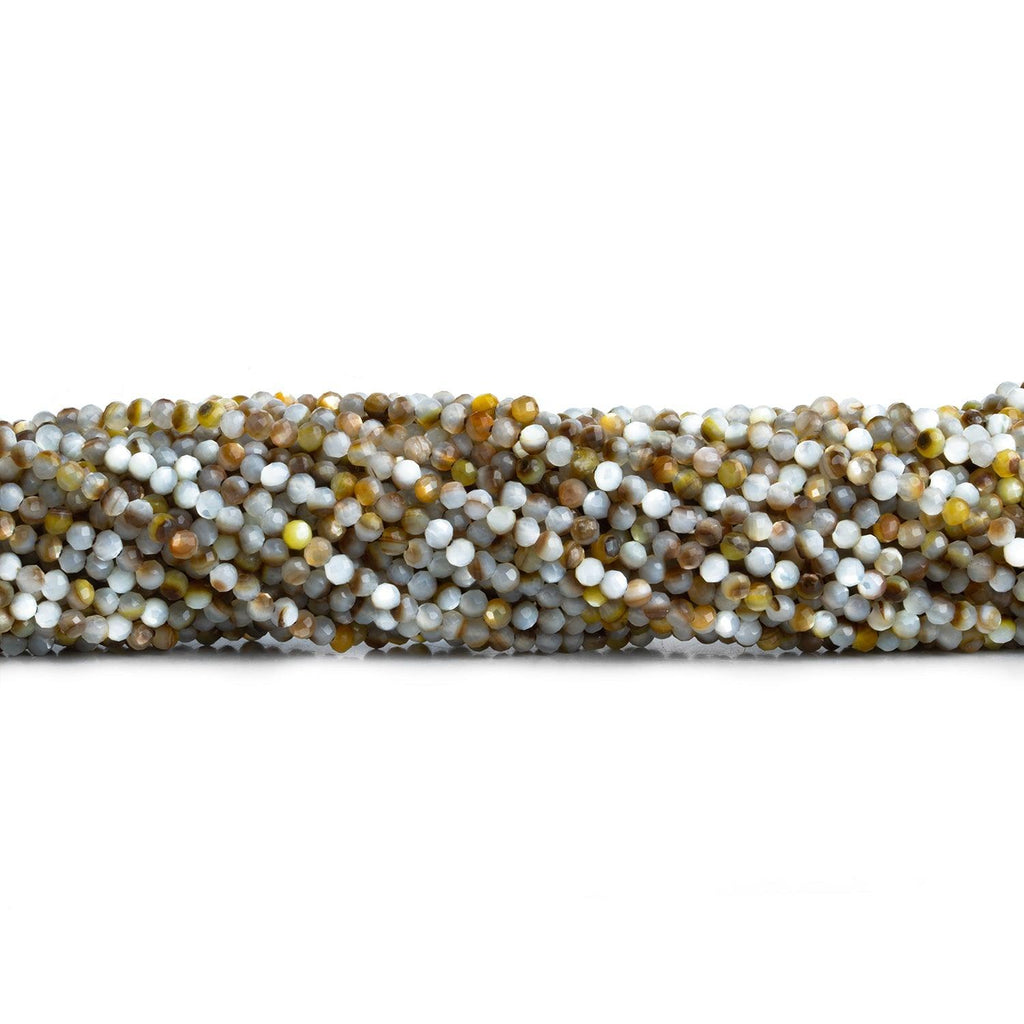 2.5mm Brown Shell Microfaceted Rounds 12 inch 130 beads - The Bead Traders