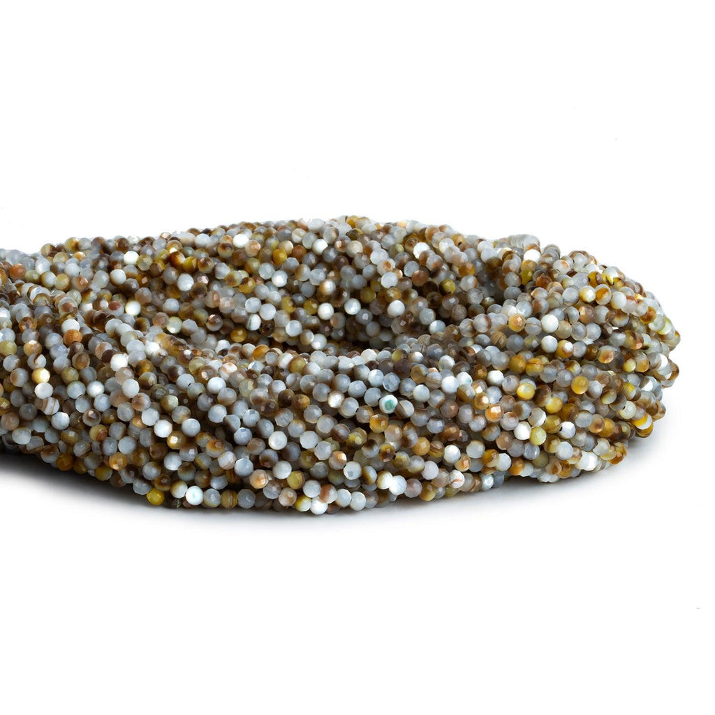 2.5mm Brown Shell Microfaceted Rounds 12 inch 130 beads - The Bead Traders