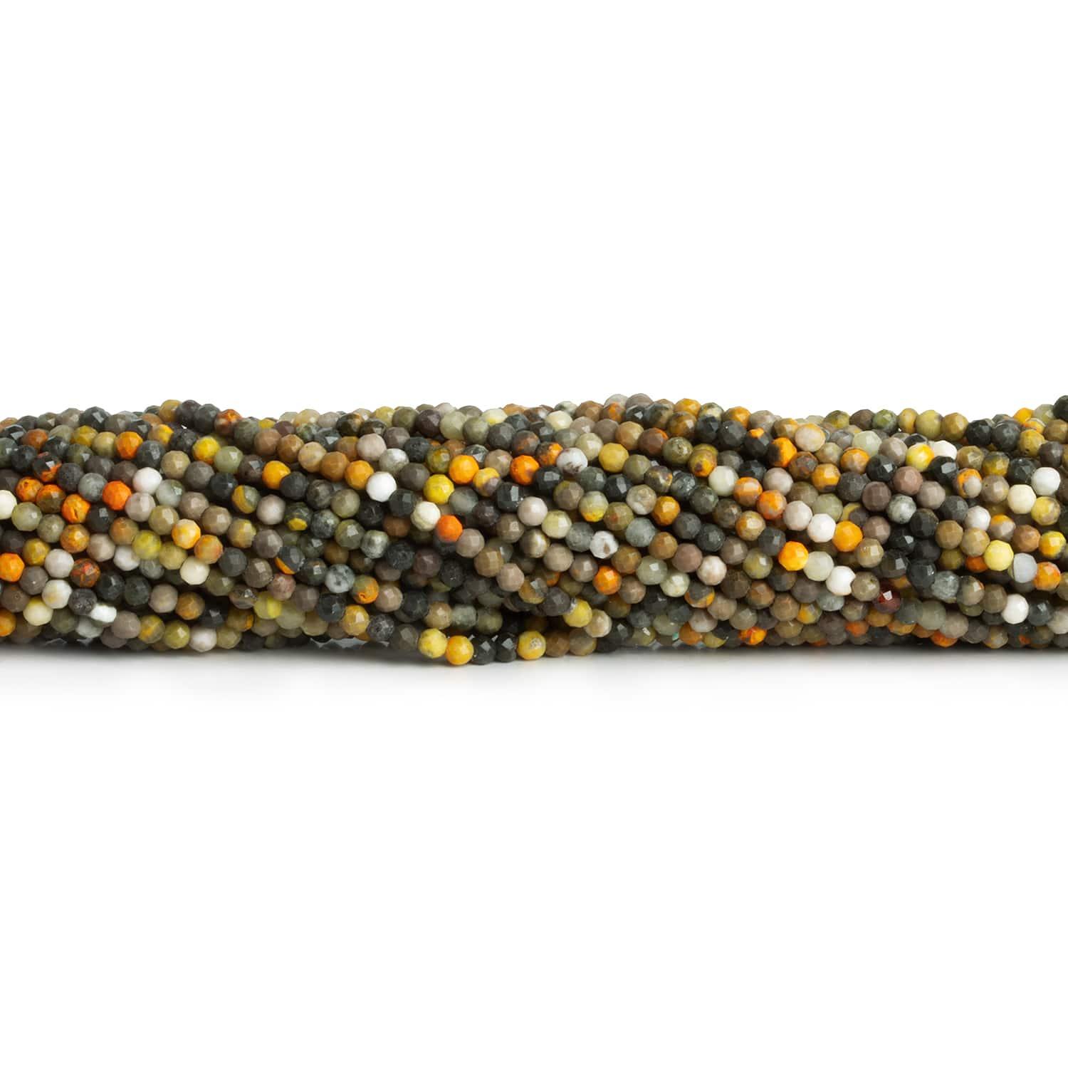 2.5mm Bumblebee Jasper Microfaceted Rounds 12 inch 130 beads - The Bead Traders
