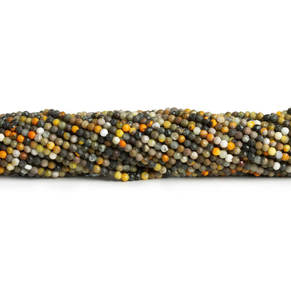 2.5mm Bumblebee Jasper Microfaceted Rounds 12 inch 130 beads