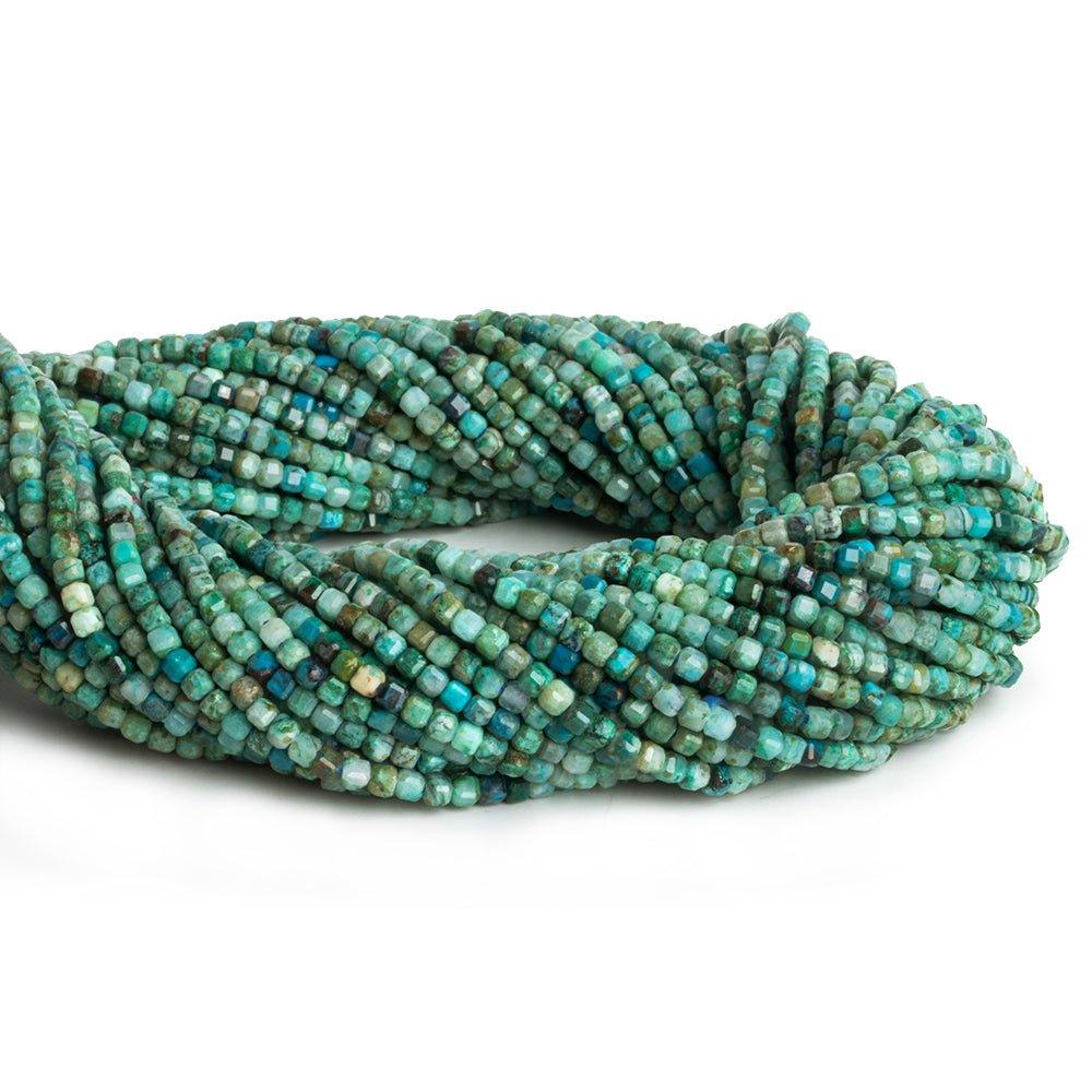 2.5mm Chrysocolla Microfaceted Cubes 12 inch 125pcs - The Bead Traders