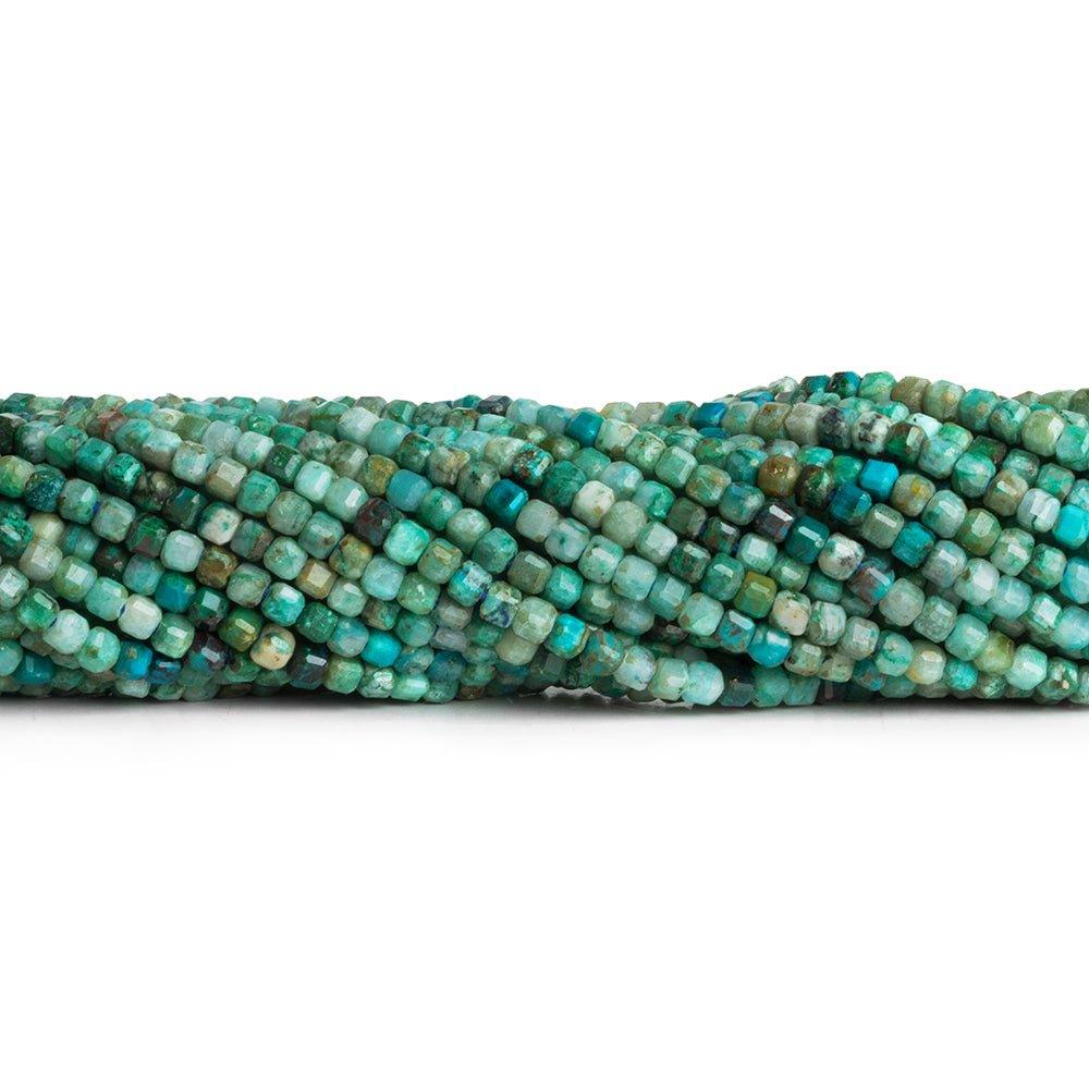 2.5mm Chrysocolla Microfaceted Cubes 12 inch 125pcs - The Bead Traders
