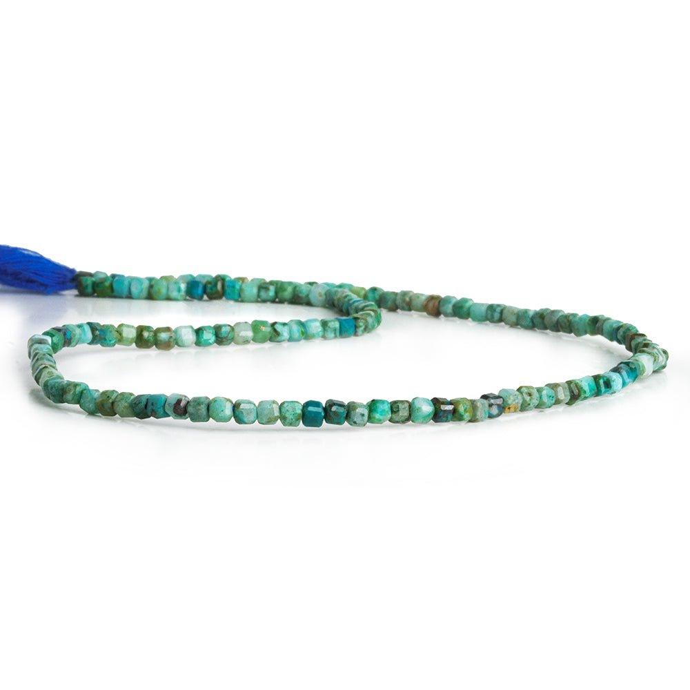 2.5mm Chrysocolla Microfaceted Cubes 12 inch 125pcs - The Bead Traders