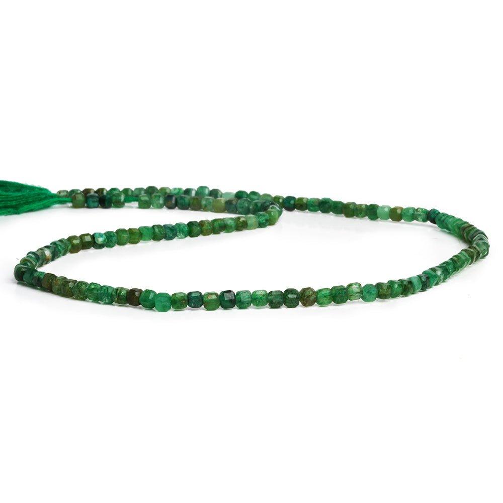 2.5mm Dark Aventurine Microfaceted Cubes 12 inch 120 pieces - The Bead Traders