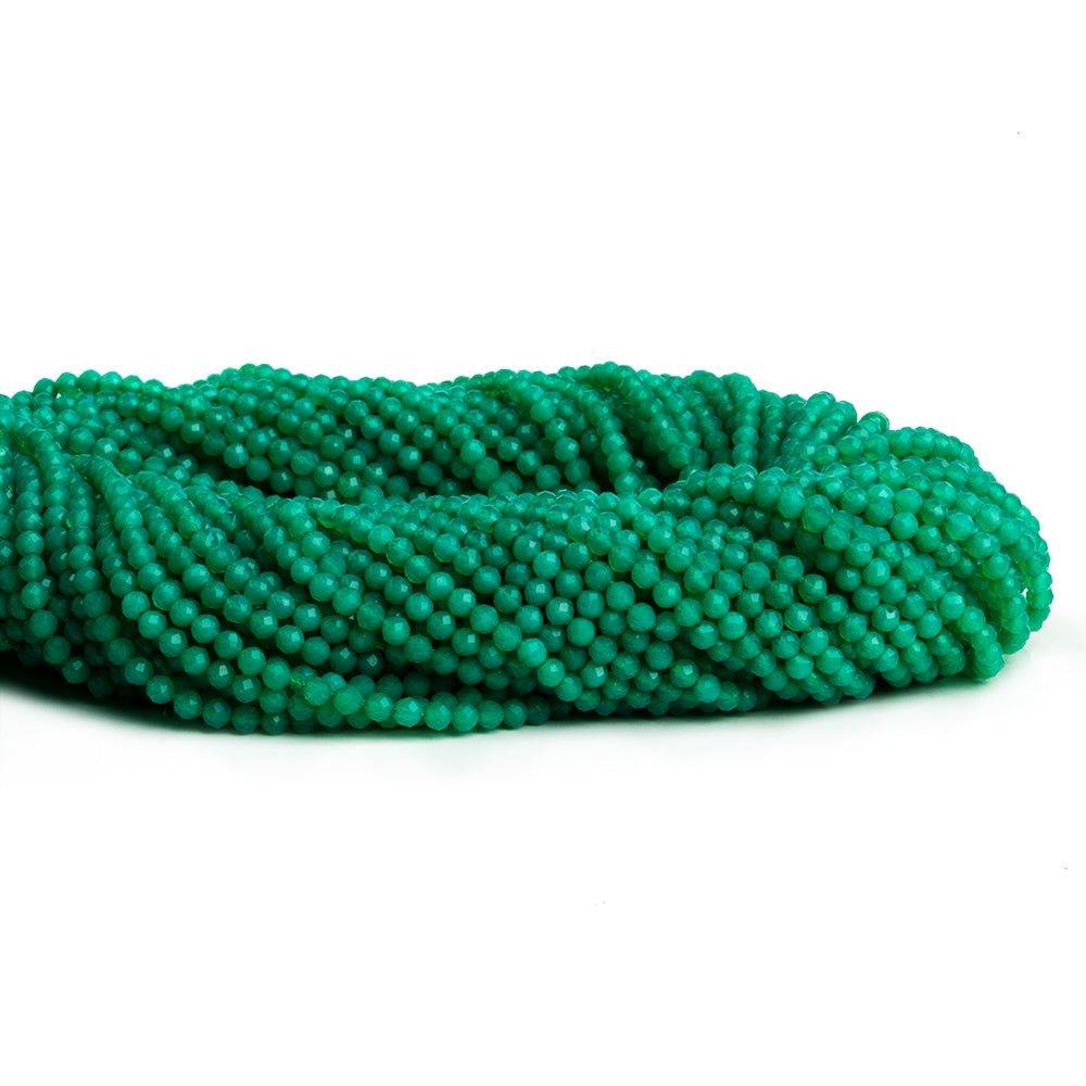 2.5mm Green Onyx Microfaceted Round Beads 12 inch 135 pieces - The Bead Traders